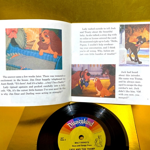 WALT DISNEY’S VTG 1979 STORY OF LADY AND THE TRAMP RECORD & 24p READ ALONG BOOK - Picture 5 of 16